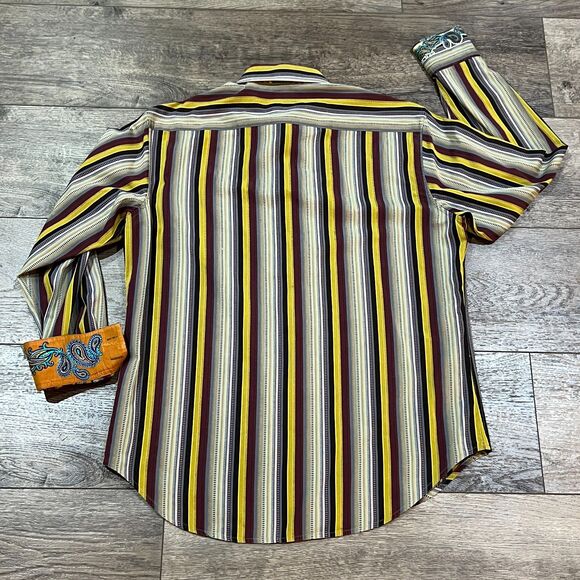 Robert Graham Multicolor Long Sleeve Bright Loud Colorful Dress Shirt Mens Large - Picture 8 of 10